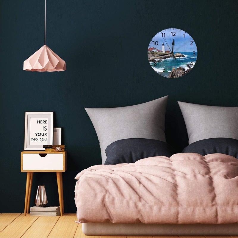 Mount Hour Home Decor Lighthouse Round Wall Clock Acrylic Silent Non Ticking Decorative Clocks for Living Room Kitchen - Image 5